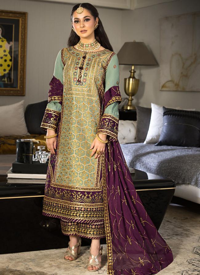 Georgette Green Party Wear Embroidery Work Pakistani Suit